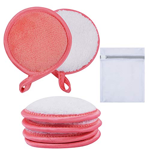 KinHwa Almohadillas Desmaquillantes Reutilizables Discos Desmaquillantes de Algodón, Almohadillas Cosméticas de Maquillaje Lavables Desmaquillador Make Up Limpieza Facial Pad naranja 6 paquete Cover