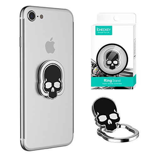 ICHECKEY Cell Phone Ring Holder Ultra-Thin 360° Adjustable Ring Stand Grip Mount Kickstand for iPhone 7/7 Plus, Galaxy S8/S8 Plus and Almost All Cases/Phones - Silver and Black