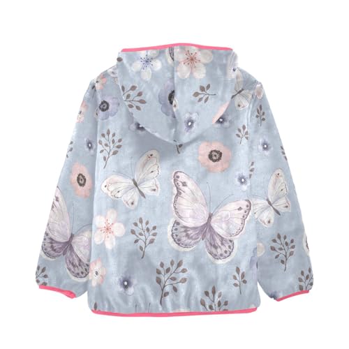 OTVEE Purple Elegant Butterfly Flower Kids Hoodie Jacket Fall Spring Full Zip Warm Outwear Coat2