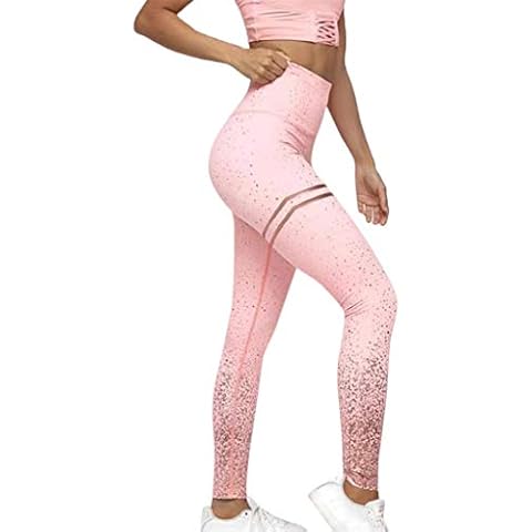 Women's Dots Yoga Leggings Sexy Exercise Workout Pants Gym Tights Push Up Fitness Running Athletic Pants Tummy Control High Waist Trousers Sportswear Ladies Casual Pencil Pants Pink Cover