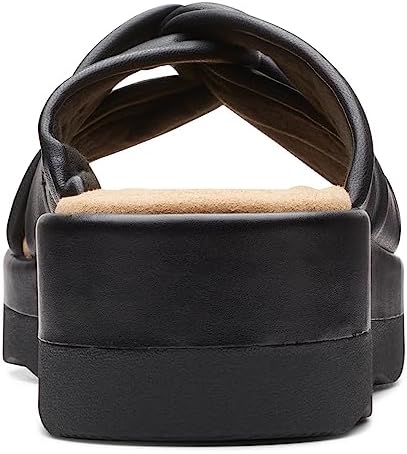Clarks unisex adult Clara Charm Wedge Sandal, Black Synthetic, 8.5 US | Image 5