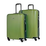 Juego completo set de 2 maletas trolley de la firma ITACA. 4 ruedas giratorias y mango telescópico. Forro interior. Compartimento separador con cremallera y bandas de sujeción ajustables. Varios compartimentos.