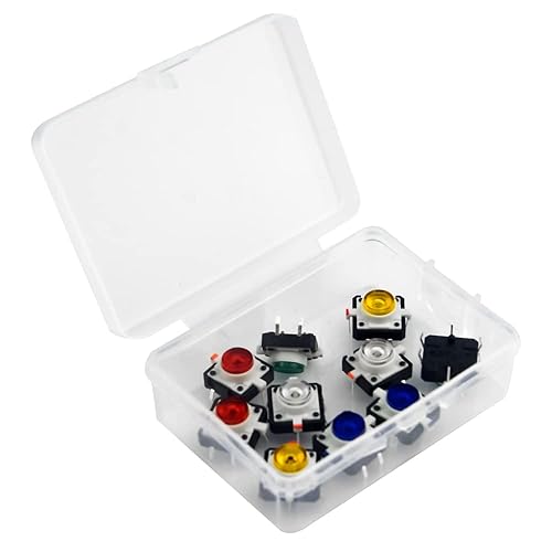 Miniatura 5 de XINGYHENG Interruptor de botón táctil momentáneo 10P 4 Pin Interruptores de botones táctiles con rojo claro, amarillo, azul, verde, blanco, 0.472