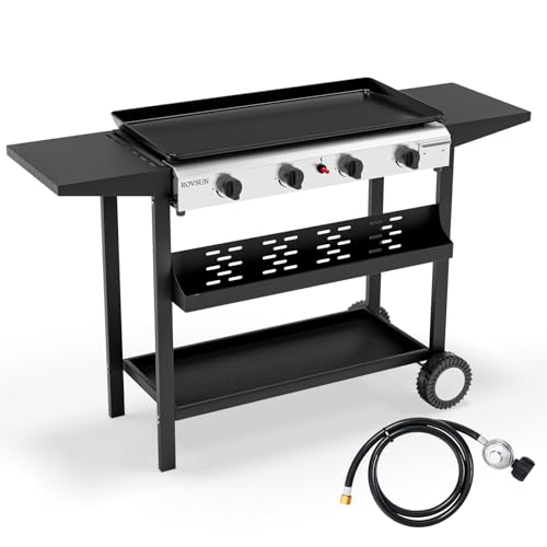 ROVSUN 4-Burner Portable Gas Grill with Side Shelves