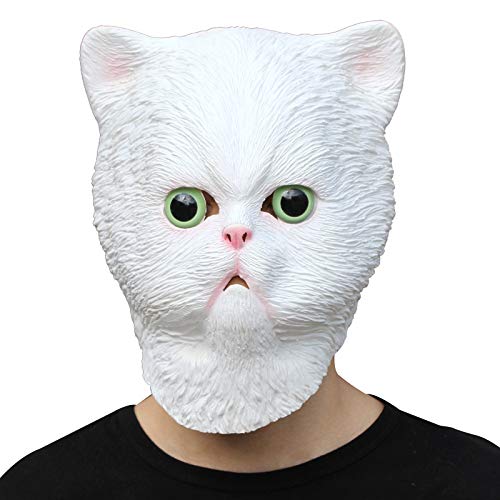 PartyHop Deluxe Innovante Toussaint Costume Réunion Botanique Homme Tête Masque Chat Blanc