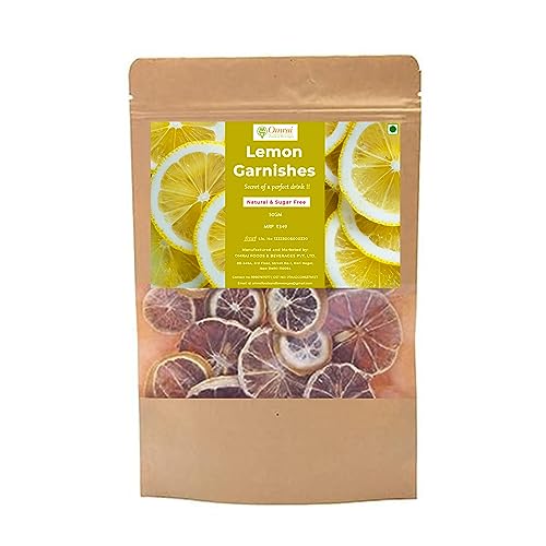 Image of Omrai Foods Dried Lemon Slices Garnishes 50GM (Pack of 1) | Dehydrated Lemon Fruit Garnish for Cocktails, Mocktails, Detox Water, Tea | 100% Natural Air Dried Fruit Lemon Slices for Decoration