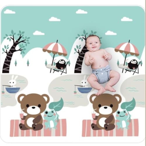 CHLOENCE - Tappeto Gioco Bambini 200x180 Pieghevole, Palestrina Neonato Termoisolante, Spessore 1,5cm, Tappeto Bambini Reversibile In Schiuma Espansa, Tappetino Bambini Per Gattonamento (Polo Nord)