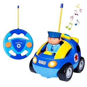 SGILE Coche Teledirigido con Música, Luces y Radio Control Remoto RC, Tren de Niños, Coches de Policía para Bebés de 18 Meses+