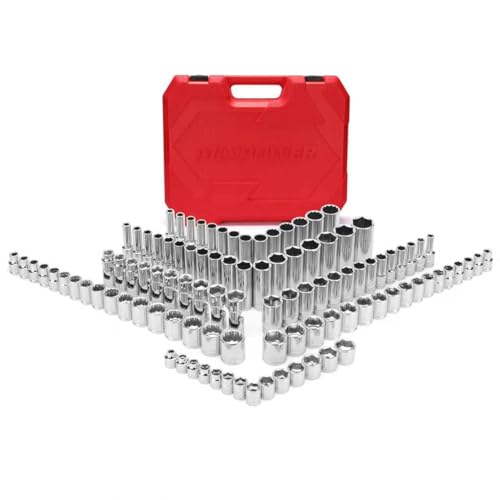 Image of MIXPOWER 104 PCS 3 /8 inch Drive Master Metric Socket Sets,Deep,Mid-Length,Shallow,Stubby and Flex Sockets,6 & 12 point,CR-V Steel