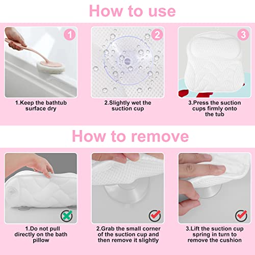 Almohada-de-Bano-Almohada-de-Bano-con-6-Ventosas-AntideslizantesPuede-soportar-la-Cabezael-Cuellola-Espaldapara-SPA-en-Casa-Banera-de-Hidromasaje