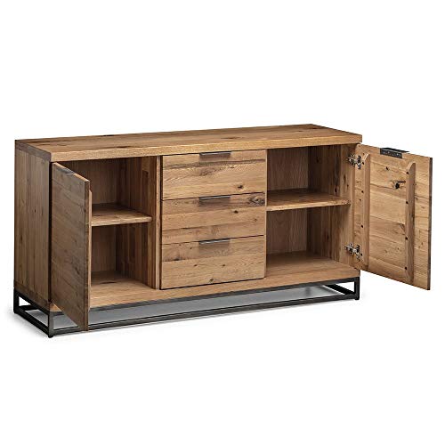 Image of Julian Bowen Brooklyn Sideboard, Oak/Gunmetal
