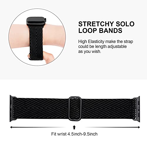 Image of 4 Pack Stretchy Solo Loop Compatible with Apple Watch Bands 38mm 40mm 41mm 42mm 44mm 45mm 46mm 49mm Women Men, Sport Nylon Elastic Straps Wristbands for iWatch Series 11 10 9 8 7 6 5 4 11 Ultra /SE 3 2