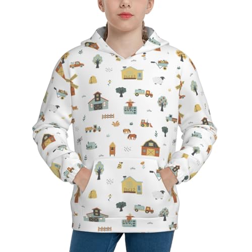 Farm with Farm Houses Kid Hoodies Boys Sweatshirts Girls Pullover with Pocket