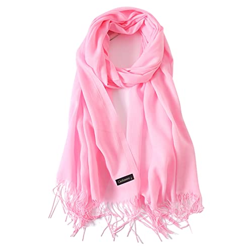 Pink Scarf Long, Warm Scarf Imitation Cashmere Solid Color Winter Scarf Vintage Unisex