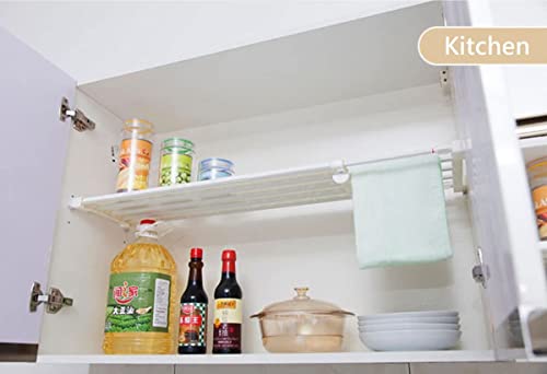 Tabenter Adjustable Shelf Organizer Expandable Closet Shelf And Rod With No Drilling For Wardrobe Cupboard Kitchen Bookcase (15" - 23.6") #TOP3