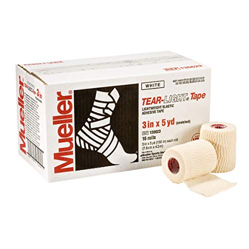 Cinta elástica Mueller Tear-Light blanca de 3 in x 15 ft para vendajes de compresión