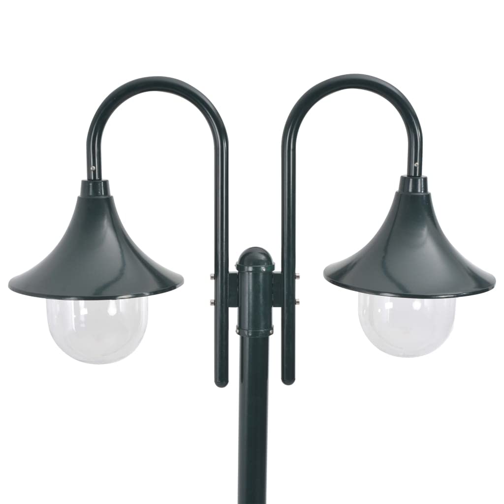 vidaXL Farolas Jardín Aluminio 2 Luces Verde Oscuro 220 cm Iluminación Patio