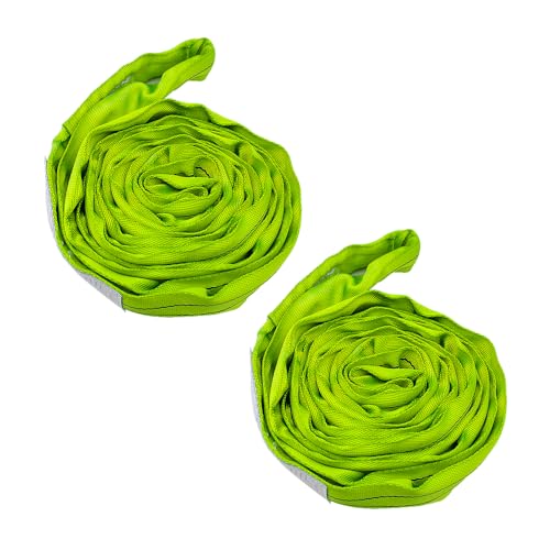 2 Pack 4FT Polyester Round Sling, 2'' Endless Round Strap, 5,300 lb. Vertical Capacity, Spanset Rigging Straps for Hoisting Towing Heavy Duty Objects Wrecker Recovery Lifting Tree Saver