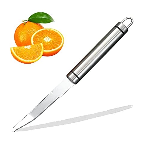 Setaria Viridis Stainless Steel Grapefruit Knife Serrated Knife for Fruit with Angled Blade Curved Serrated Grapefruit Knife for Easy Peeling Slicing Coring and Cutting Cover