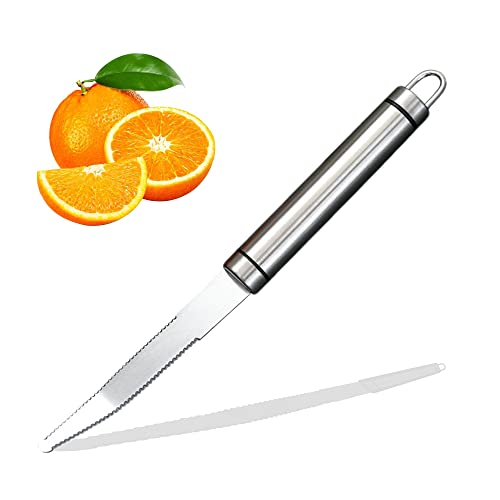 Stainless Steel Grapefruit Knife Serrated Knife for Fruit with Angled Blade Curved Serrated Grapefruit Knife for Easy Peeling Slicing Coring and Cutting