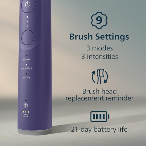 Image of Philips Sonicare 6500 Series Electric Toothbrush - Next-Generation Sonicare Technology, Pressure Sensor, 9 Brushing Settings, SmarTimer, BrushPacer, 21-Day Runtime, Travel Case, Purple, HX7417 /05