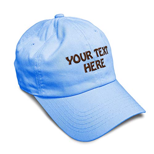 Soft Baseball Cap Custom Personalized Text Cotton Dad Hats for Men & Women Buckle Closure Light Blue