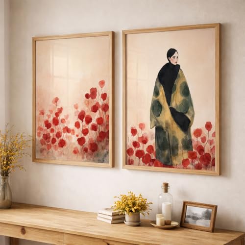 Image of TheMakerly Modern Art Wall Painting Set of 2 for Living Room | Premium HD Printed Wall Frames for Bedroom, Office & Home Decor | Minimalist Contemporary Wall Art (Ready to Hang) (M.3, 10x13 inches)