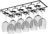 LMYFGHRD Weinglasregal aus Metall, Unterschrank-Organizer für Bar und Küche, platzsparendes Hängeregal für Stielgläser (schwarz, 51 x 22,5 cm)