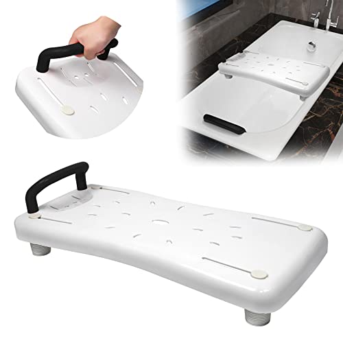 XMTECH Badewannensitz Senioren Badewannenbrett zum Sitzen mit Ergonomisch Geformte Griff, rutschfest Kunststoff Badewanne Brett Duschbrett für Badewanne Badezimmer, mit Schwarz Griff