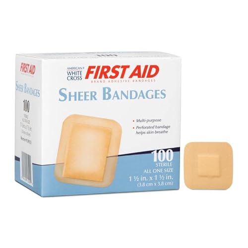 American White Cross Sheer Patch Adhesive Bandage, 1½" X 1½", 100 Per Box #TOP5