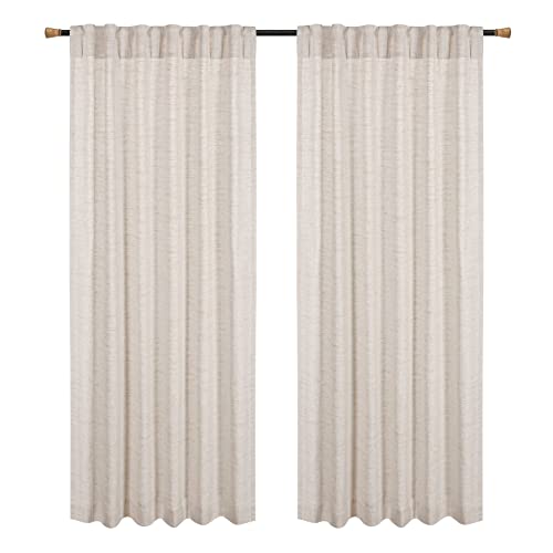 Window Panels Curtain In Linen Flax Textured 50X96 Natural, Set Of 2,Farmhouse Curtain,Tab Top Curtains, Room Darkening Drapes, Curtains For Bedroom, Curtains For Living Room, Poly Curtain Set Of 2 #TOP4