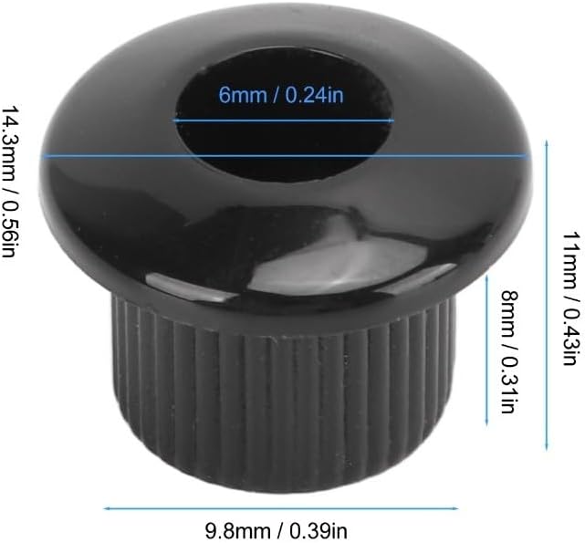 6Pcs Guitar Tuner Conversion Bushing - 6mm to 10mm Plastic Tuning Peg Adapter Ferrules for Acoustic Guitars, 0.24" ID, 0.39" OD(Black) image 2