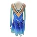 JRUIA Figure Skating Skirt Gradient Girls' Ice Skating Performance Costume Roller Skate Dress Women's Gymnastics Leotard,Blue,11_13Years