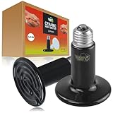 LUCKY HERP Ceramic Heat Emitter, Reptile Heat Lamp Bulbs 50W 2Pack, Ceramic Heat...