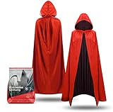 TK Gruppe Timo Klingler Halloween & Fasching & Karneval mit Kaputze Vampir Kostüm Umhang - rot & schwarz - Kaputzenumhang für Kinder & Erwachsene - Damen & Herren