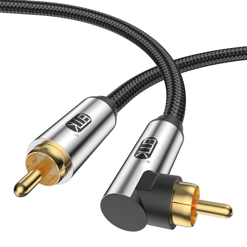 EMK 90 Degree Subwoofer Cable,RCA Male to Male Digital Coaxial Audio Cable for Television, DVD Player, Gaming Console, Projector, Speaker (10FT/3M) by EMK - Used condition - US$12.65
