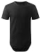 URBANCREWS Mens Hipster Hip Hop Basic Solid Quilted Longline T-shirt BLACK, M
