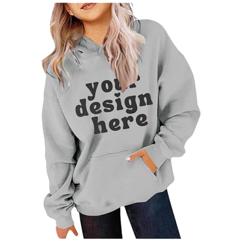 JEUROT Christmas Children's Fashion Hooded Pullover Casual Winter Letters English Print Pocket Decoration (1-Grey, 8-10Years)