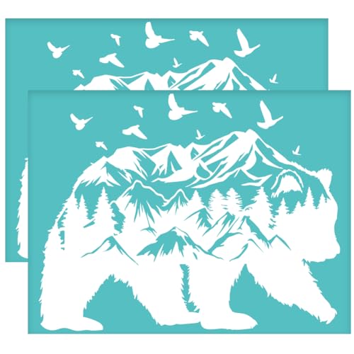 OLYCRAFT Bear Self-Adhesive Silk Screen Stencil