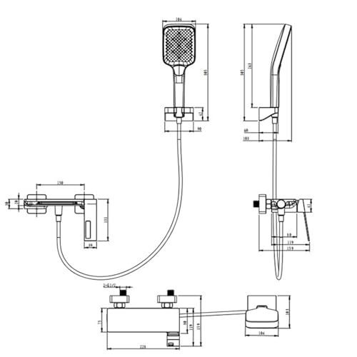 Ensemble de mélangeur de bain-douche or brossé anti-calcaire