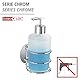 WENKO Turbo-Loc® Seifenspender, Befestigung ohne bohren, nachfüllbarer Pumpspender aus weiß satiniertem Kunststoff & chromfarbenem Pumpknopf, hochwertige Chrom-Halterung, 285 ml, 7,5 x 16,5 x 9 cm