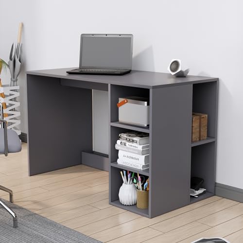 Image of Bniture Wooden Study Table for Home with Bottom Storage | Engineered Wood Study Table with Book Shelf | Multi Purpose Computer Desk for Writing | Laptop Table for Office & Home | Slate Grey