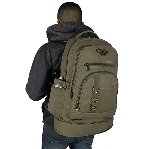 mochila de lona masculina camping resistente pesca viagem 50 litros grande (Verde Oliva)
