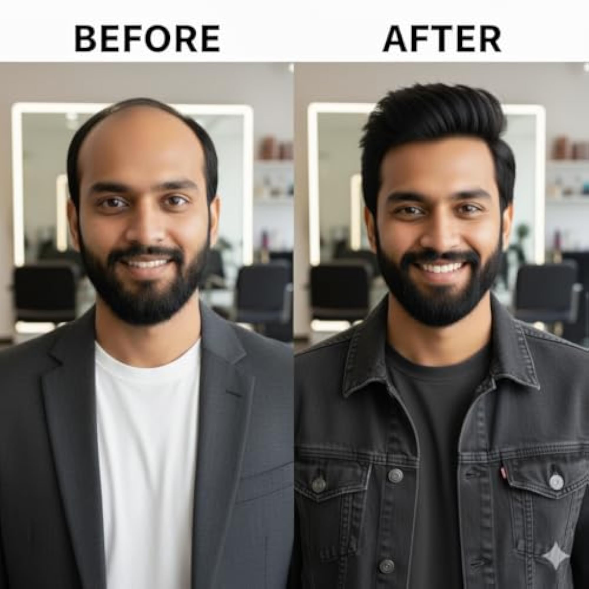 Men's Premium Hair Patch, Natural Black, 100% Human Hair
