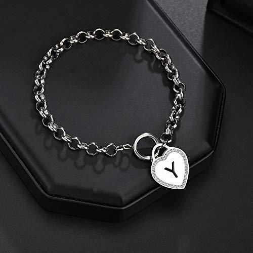 Image of CaleesLLC Letter A to Z Initial Charm Bracelet Adjustable Stainless Steel Anklet Personalized Wrist Link for Women