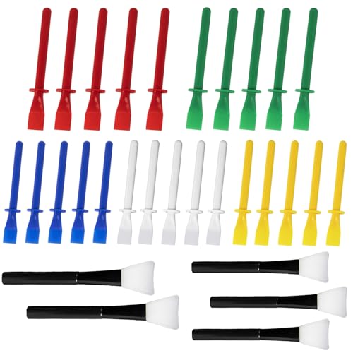 30 Pcs Silicone Glue Brush and Plastic Spreader Set Colored Plastic Glue Applicators for Woodworking Crafts DIY Projects Timber Paper and Handicrafts Durable and Easy-to-Clean