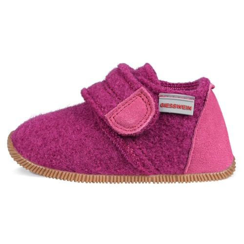 Giesswein Kinder-Hausschuhe Oberstaufen - Filz-Pantoffeln für Mädchen & Jungen, Warme Pantoletten, Slim-Fit Gummi Sohle & Klettverschluss