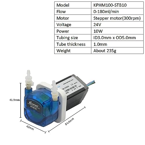 Image of Kamoer KPHM100-STB10 high-precision low flow peristaltic pump 24V stepper motor long service liquid dosing pump 0~180ml /min with 3 mm ID x5mm OD