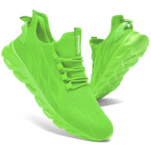 CAIQDM Mens Trainers Running Shoes Leisure Sneakers Mesh Walking Gym Tennis Shoes Lightweight Breathable Sports Outdoor Fitness Jogging Bright Green 9.5 UK CAIQDM Mens Trainers Running Shoes Leisure Sneakers Mesh Walking Gym Tennis Shoes Lightweight Breathable Sports Outdoor Fitness Jogging Bright Green 9.5 UK
