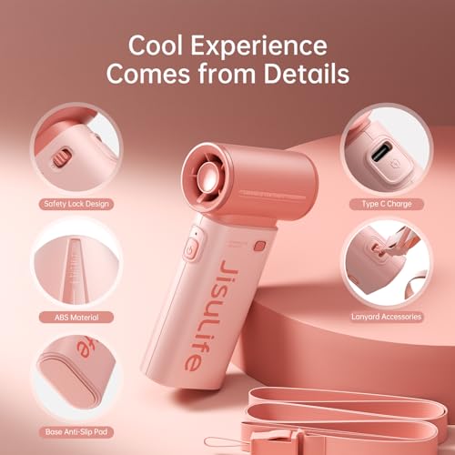 JISULIFE Ventilador portátil Life9, potente ventilador turbo portátil [tempo máximo de resfriamento